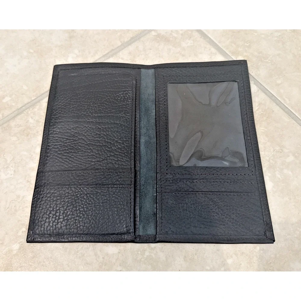 Micato Safaris Black Leather travel wallet passport holder 9x4.5 ID holder CC